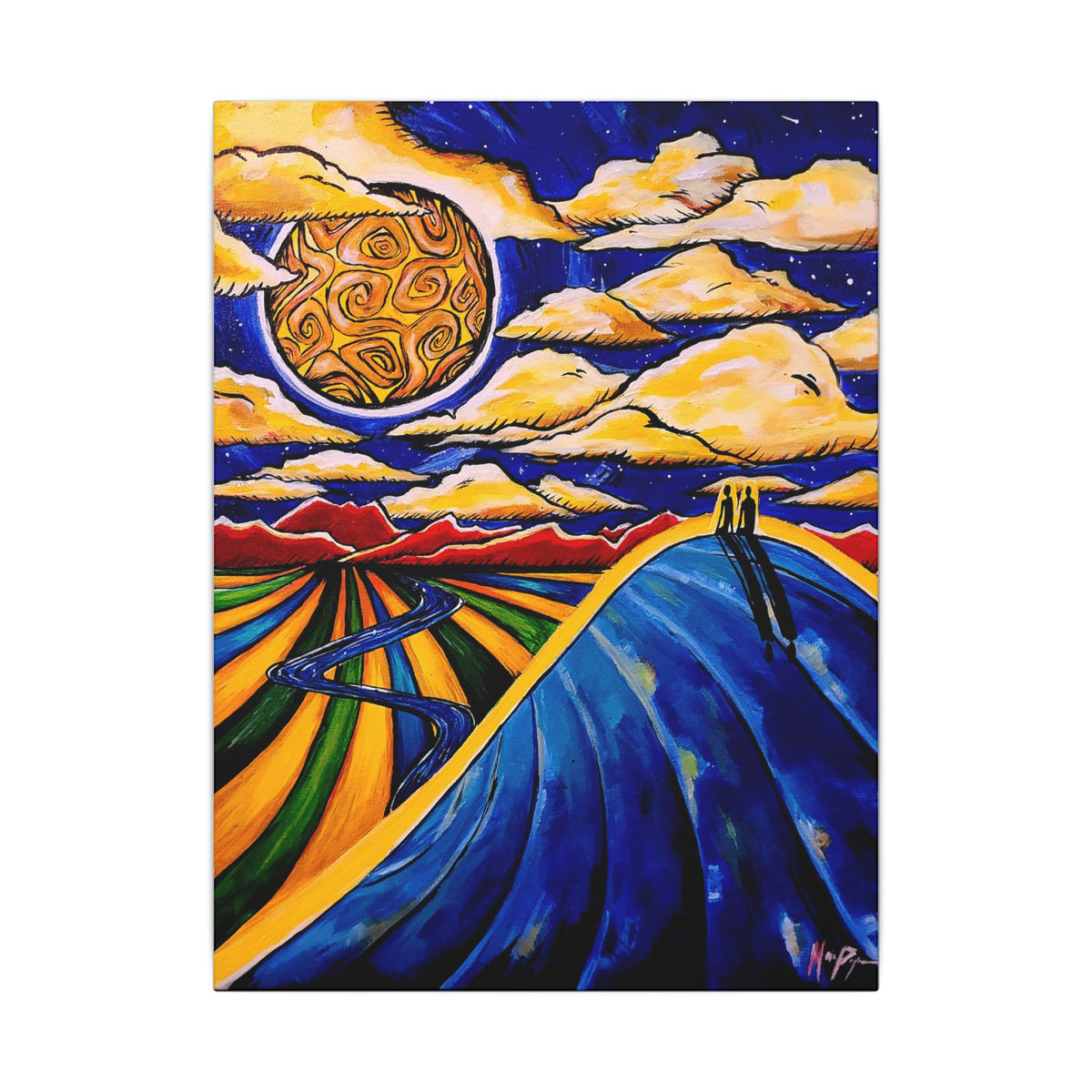 Two People on a Hill — Canvas