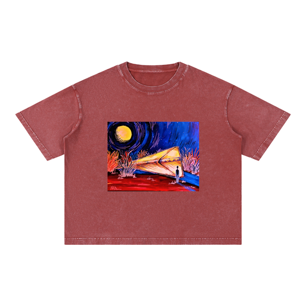 Paper Airplane — Mineral Wash Boxy Tee · Art Front