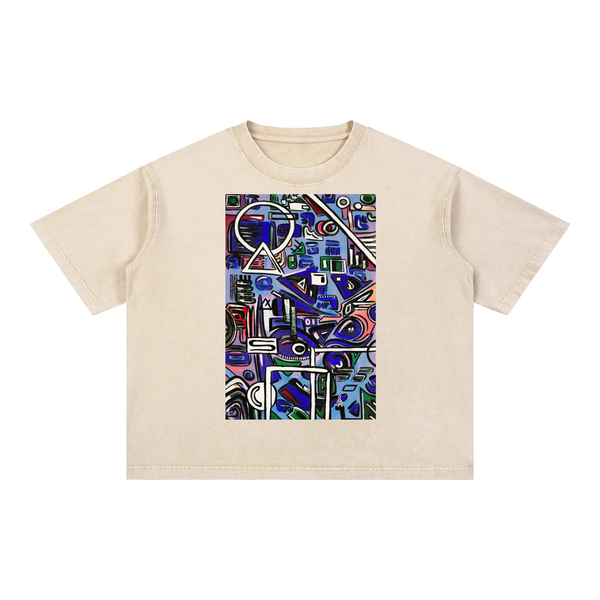 Random Shapes — Mineral Wash Boxy Tee · Art Front