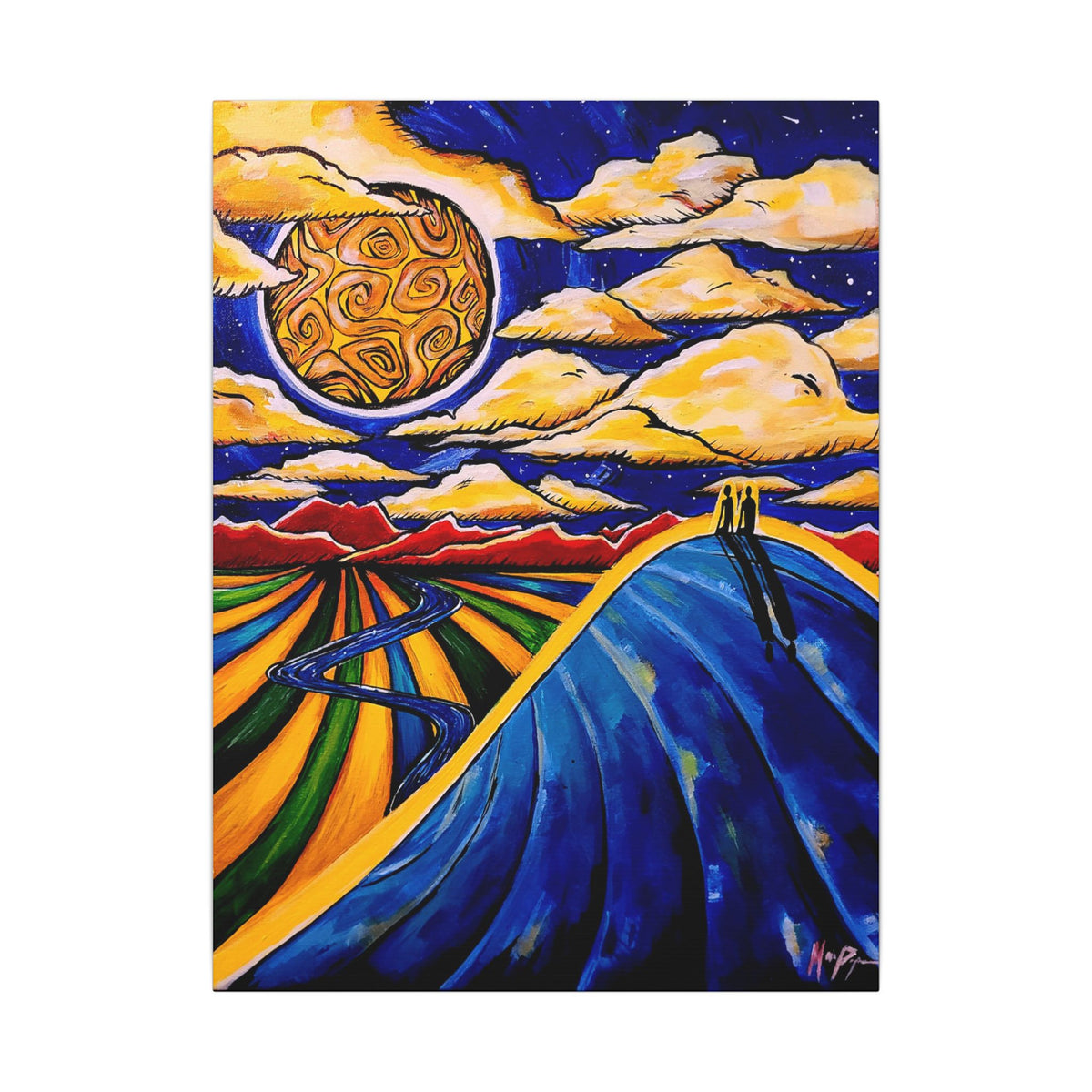 Two People on a Hill — Canvas
